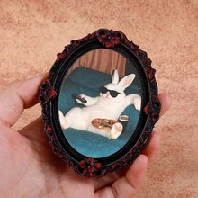 1pc Wooden Photo Frame Fridge Magnet, Exorcist Cat Pattern Fridge Magnet - Suitable For Home, Office, Study Room Fridge Decoration - Fridge Magnet! - one-size - View 17