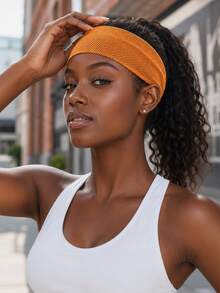 Women's Breathable Mesh Sports Headband, Elastic Pleated Quick-Dry Moisture-Wicking Hairband, Solid Color Loose Stretch Headwrap, Suitable For Yoga, Running, Cycling And Fitness Workouts - Multicolor - View 1