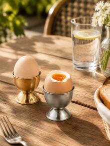1PC Titanium Alloy Egg Holder, Gold & Silver Mini Egg Cup, Soft‑Boiled Egg Serving Tray, Kitchen Accessories, Kitchen Essentials, Breakfast Table Decor, Kitchen Dining Tableware Accessory For Hard & Soft Boiled Eggs - Multicolor - View 1
