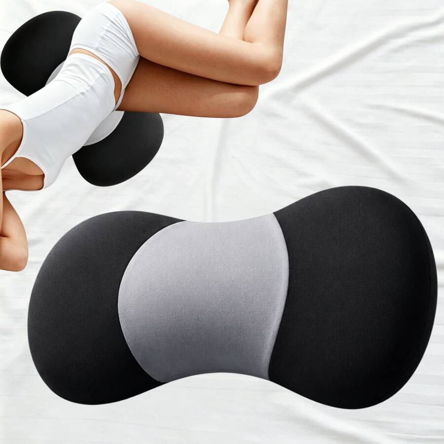 Adjustable Lumbar Support Pillow, Memory Foam Sleep Back Support Pillow, For Lower Back Support And Sleep, Suitable For Bed And Chair Lumbar Support Pillow, Sleep Lumbar Support Pillow, Premium Memory Foam Lower Back Support - Black and Gray - View 1