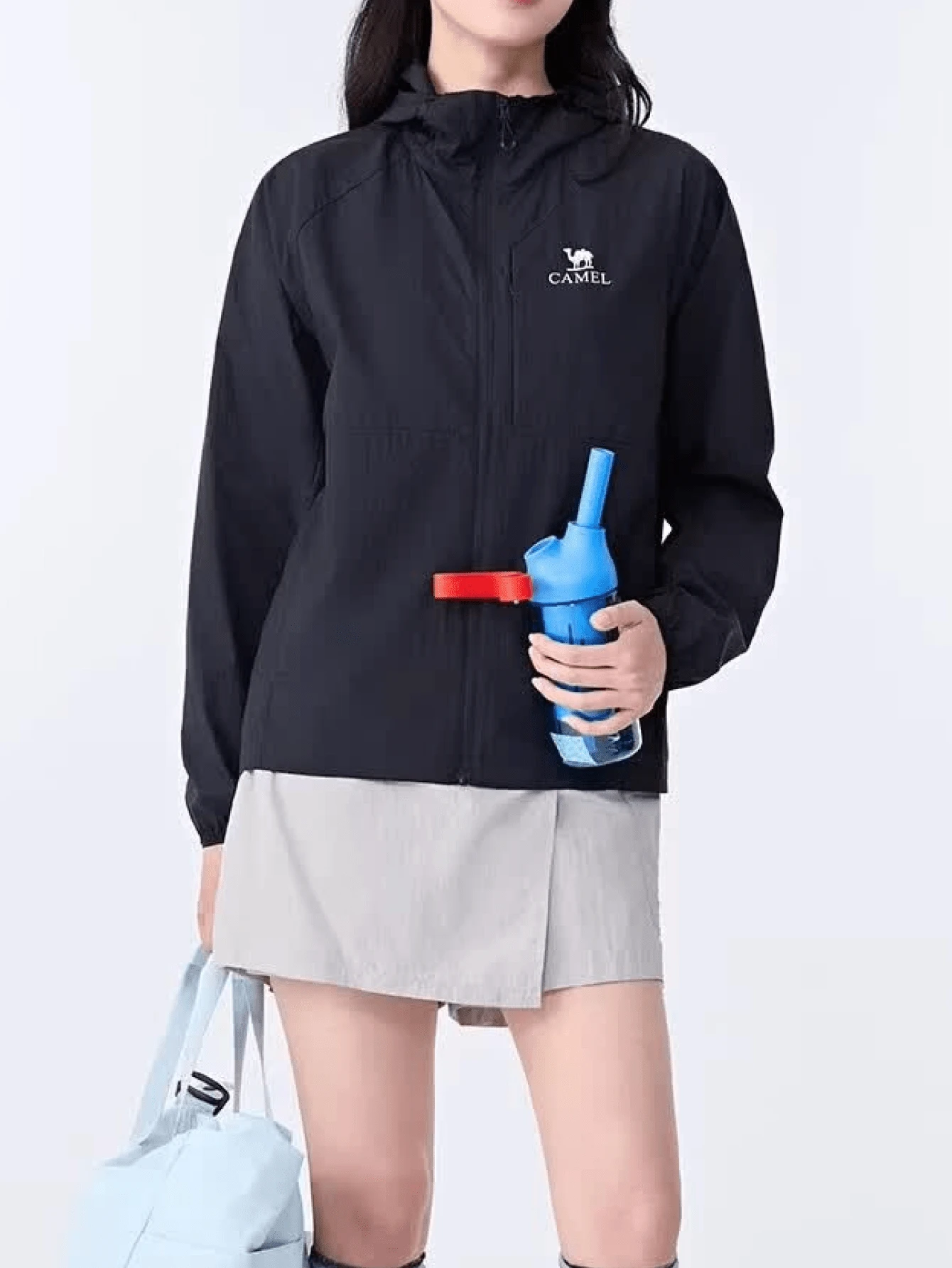 CAMEL CROWN 中性標準長度梭織防曬外套:涼感觸感、紗染防紫外線面料、透氣,適合男女穿著 - 幻影黑 - 查看 1
