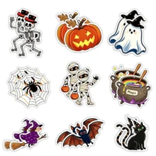 36pcs Happy Halloween Bulletin Board Decoration Set, Bat Decor, Spider Ghost Paper Cutouts - Ghost Skeleton - View 1