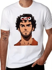 This High-Quality 180-Gram All-Printed T-Shirt Features The Portrait Of The  Hero Luigi Mancio.It Is Made Of 100% Pure, Has A Rou - 白色 - 查看 5