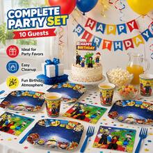 Roblox 40件組卡通生日派對裝飾套裝，創意慶祝用品，適用於主題派對、家庭聚會、節日、房間裝飾、居家裝飾、派對小禮物、捏捏玩具禮物、美國日、兒童派對 - Roblo 餐巾紙2 紙杯盤 吸管 - 查看 4
