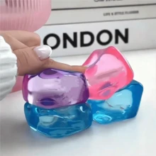 4pcs/Set Transparent Ice Cube Squeeze Toy, Jelly-Like Clear Ice Cube Shape Macaron Multi-Color Options, Transparent Jelly Shell With Delicate Fluid Inner Core, Soft And Bouncy Pressing, Smooth Squeezing And Kneading To Release Anxiety, Popular Stress Relief Toy - Multicolor - View 3