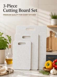 1/3pcs Marble Pattern Kitchen Cutting Board Set, Hygienic Washable Children's Food Cutting Board, Non-Slip Thickened, Suitable For Camping, Restaurant, Cafe, Easter Holiday Gift - Beige - View 2