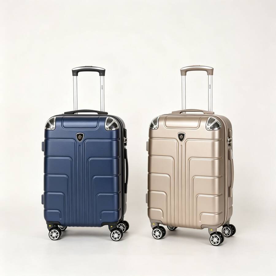 Set de 2 Piezas Maletas de Viaje 20 Pulgadas Equipaje de Cabina Antirrobo, Equipaje de Mano para Turismo Familiar, Viajes de Ocio y Viajes de Trabajo - Azul marino + Champaña - Ver 1