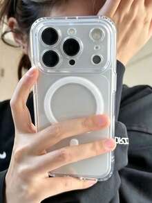 Luxury Translucent Clear Camera Protection Magnetic Wireless Charge Phone Case Compatible With IPhone 17 Pro Max 17 16 15 14 13 Pro Max Magnetic Lens Protective Back Cover - Clear - View 1