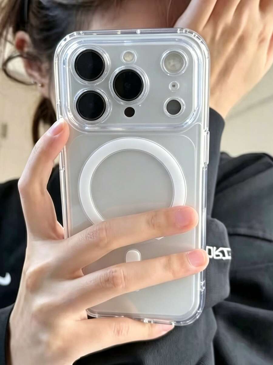 Luxury Translucent Clear Camera Protection Magnetic Wireless Charge Phone Case Compatible With IPhone 17 Pro Max 17 16 15 14 13 Pro Max Magnetic Lens Protective Back Cover - Clear - View 1