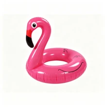 Adult Oversized Pink Flamingo Inflatable Swimming Ring - Luxury Tropical Island Shaped Lounger With Cup Holder, Large Pink Flamingo Floating Raft, Quick Dry Reusable Vinyl Inflatable Mat, Essential For Pool Party Relaxation, Summer Swimming Accessory - Swimming Ring - View 5