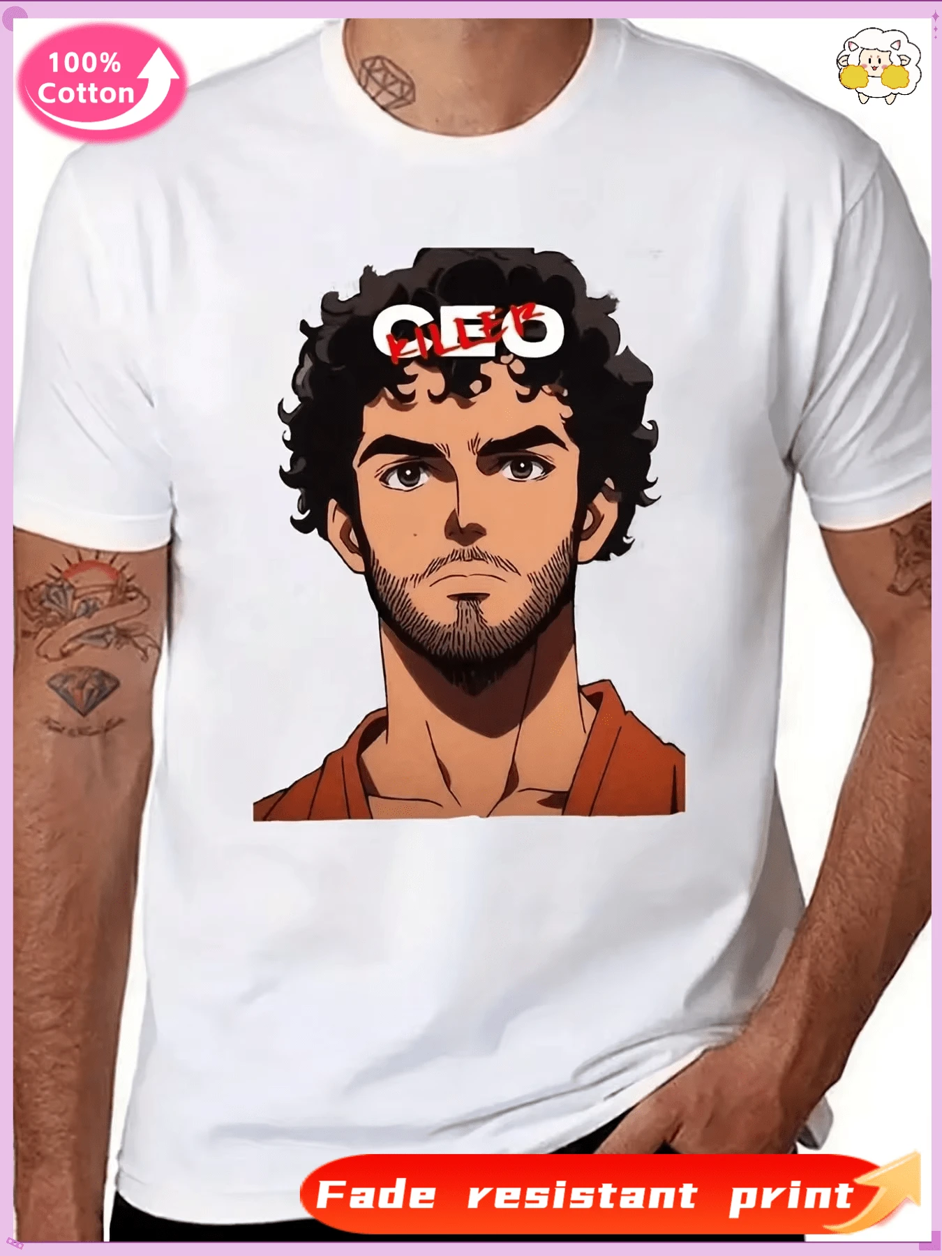 This High-Quality 180-Gram All-Printed T-Shirt Features The Portrait Of The Hero Luigi Mancio.It Is Made Of 100% Pure, Has A Rou - 白色 - 查看 1