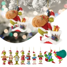 Panini Paket Ornamen Gantung Resin Karakter Grinch yang Meriah, Liontin Dekorasi Pohon Natal untuk Dekorasi Suasana Liburan Dalam Ruangan - Gaya acak - View 1