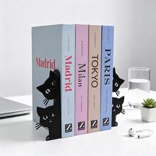 Narrow And Convenient Metal Cat Bookends, A Pair Of Cute Cat Bookends, Suitable For Bookshelf Decoration, Perfect For Home, Office, Desk, And Bookshelf Decoration (Front Half, Back Half). - B381 - View 8