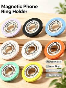 Detachable Magnetic Cell Phone Ring Stand, Portable Finger Ring Holder, Multi-Angle Support, Ideal For Driving, Video Chatting. Office Work, Mobile Gaming, Daily Life - Multicolor - View 1