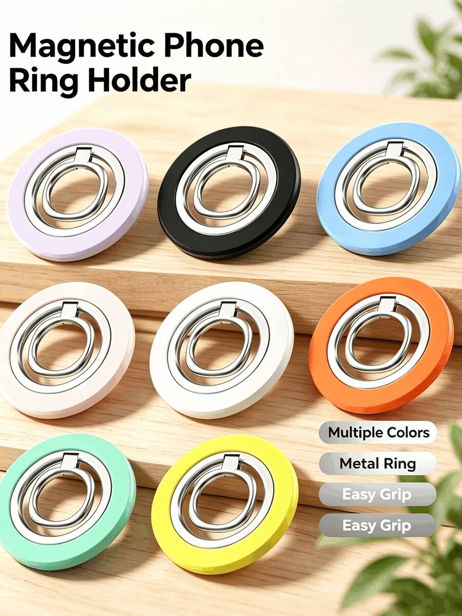 Detachable Magnetic Cell Phone Ring Stand, Portable Finger Ring Holder, Multi-Angle Support, Ideal For Driving, Video Chatting. Office Work, Mobile Gaming, Daily Life - Multicolor - View 1