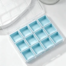 1pc 12-Grid Small Compartment Nail Art Rhinestone & Pearl Storage Box, Mini False Nail Tip Storage Tray, Multi-Grid Nail Drill Bit Storage Box, Mini Jewelry Ring Display Box - Multicolor - View 12