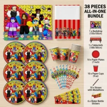 ROBLOX 38件組生日派對禮盒套裝，派對用品，禮物紙盒，遊戲主題袋，生日派對禮物袋，婚禮裝飾袋 - Roblo 背景布 桌巾 杯盤 吸管 瓶貼 - 查看 3