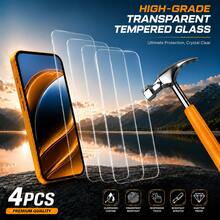 4PCS 9H Tempered Glass Screen Protector For IPhone 17/16 Pro Max/16 Pro/16 Plus/16/15 Pro Max/15 Pro/15 Plus/15/14 Pro Max/14 Pro/14 Plus/14/13 Pro Max/13/12 Pro Max/12/11 Pro Max/11/XR/XS Max/XS, Full Coverage Ultra Clear Glass Shield, HD Crystal Display, Fingerprint Resistant Surface, Scratch Protection Layer, Bubble-Free Easy Installation, Smooth Touch Control, Slim Transparent Design - Clear - View 1