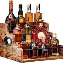 DZDSZQGST  3 Step Solid Wood Liquor Bottle Display Shelf, Coffee Syrup Rack Organizer, Countertop Liquor Wine Rack, Bar, Liquor Cabinet, Home Bar Shelf Stand For Liquor Whiskey, Spirits, Spice Rack - View 1