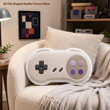 Beige Cream Vintage Game Controller Shaped Plush Pillow, Retro 2D Flat Print, Suitable For Sofa, Bedroom, Living Room Cozy Home Decor, Office And Car Use, Pillow Gift - Multicolor - View 5