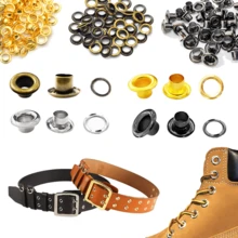 100 Pcs 4mm Metal Eyelets With Washers For DIY Leather Craft, Scrapbooking, Shoes, DIY Accessories, Repairing Shoes, Bags, Belts, Clothing, DIY Garment Decoration, Wallet Embellishment, Punk Gothic Accessories, Square Studs For DIY Handicrafts, Clothing, Gunmetal Black, Silver, Gold - Multicolor - View 3