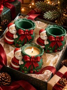 Christmas Wavy Edge Santa Claus Hugging Gift Bag Candle Container Silicone Mold, 3D Embossed Giant Bow Holly Star Candle Jar Mold, DIY Soy Wax Aromatherapy Balm Christmas Gift Table Decor - Santa Claus Gift Bag Mold - View 10