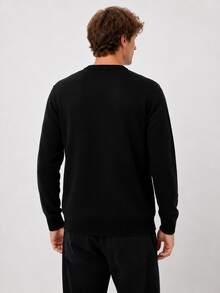 Men's Fashion Christmas Holiday Knit Pullover Sweater - Black - View 2