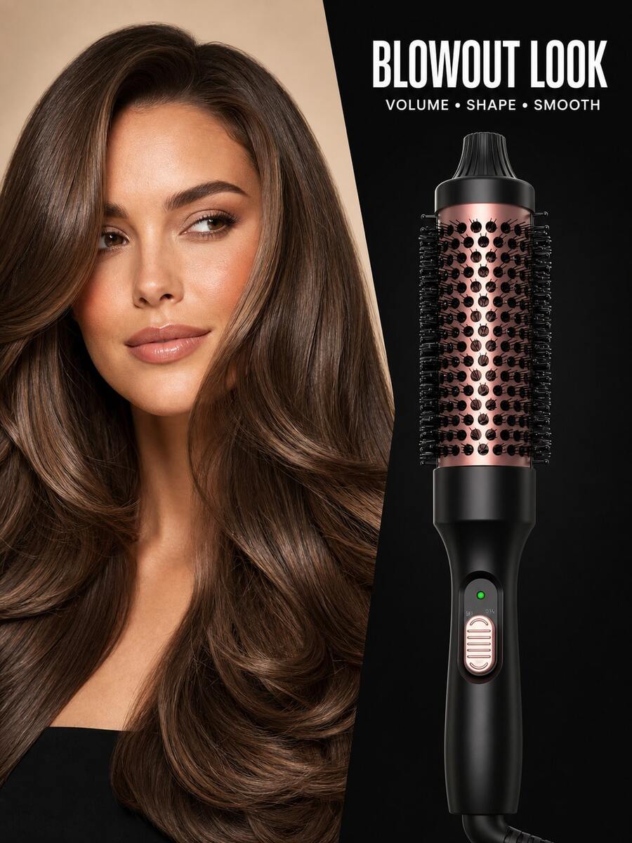 2026 Upgraded 3-In-1 Hair Straightener, Curler & Volumizing Brush With LED Digital Display, 32mm Hair Styling Tool For Root Lift, Frizz Control, Smooth Hair & Natural Curls, Dual Voltage 110V-240V, Halloween & Christmas Gift For Women
