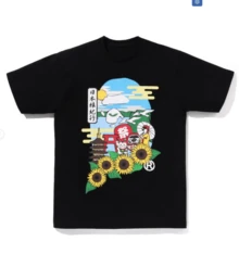 Ape Head Graphic Tee,Camiseta con Gráfico de Cabeza de Simio, Ropa Urbana de Hip Hop, Cuello Redondo de Algodón Puro, Camiseta Casual Unisex para Uso Diario - Negro - Ver 1