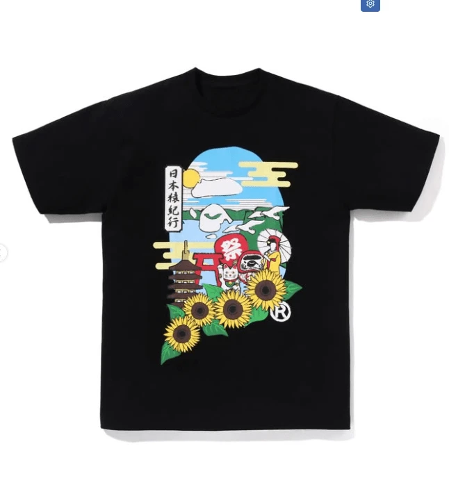 Ape Head Graphic Tee,Camiseta con Gráfico de Cabeza de Simio, Ropa Urbana de Hip Hop, Cuello Redondo de Algodón Puro, Camiseta Casual Unisex para Uso Diario - Negro - Ver 1