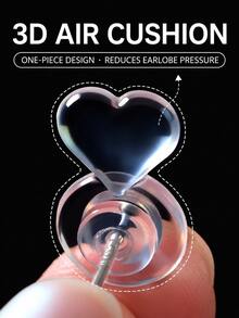 10/30/50pcs Heart-Shaped Silicone Earring Backs, Suitable For Heavy Earrings, Invisible Lift Support Pads, Prevent Ear Lobe Sagging, Secure Ear Studs And Dangle Earrings Lifter - Clear Heart Ear Backs - View 3