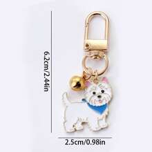 1/2pcs Enamel Dog Keychain With Bell & Swivel Clasp, 2 Styles, Cute Bag Charm For Keys, Handbags, Backpacks And Pet Lover Gifts - Black and White - View 11