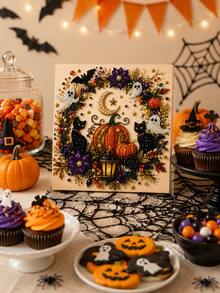 Halloween 3D Pearl Art Kit, Adult Diamond Craft | Spooky Cute 3D Art, Autumn Wall Decor, Beginner-Friendly DIY Kit, Complete Craft Set, Fun Family Activity - Pumpkin - View 6
