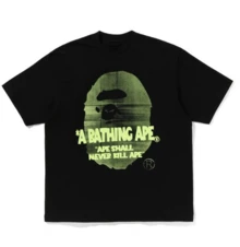 Ape Head Graphic Tee,Camiseta con Gráfico de Cabeza de Simio, Estilo Casual para Surf y Skate, Cuello Redondo de Algodón Puro, Camiseta Unisex para Uso Diario en Verano - Negro - Ver 8