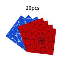 10pcs/20pcs/50pcs/80pcs Halloween Spiderweb-Themed Party Tableware Featuring Red And Blue Spiderweb Patterns; Includes Disposable Paper Plates, Napkins, And Cups Suitable For Halloween And Birthday Party Decorations. - Multicolor - View 10