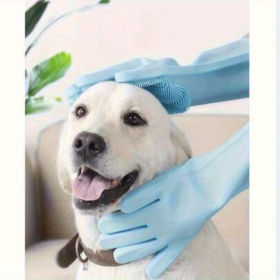 Pet Bathing Gloves, Pet Massage Brush, Cat & Dog Scrubbing Bathing Cleaning Tool, Dense Soft Bristle Brush, Gently Removes Loose Fur And Detangles, Suitable For Small/Large Dogs & Cats, Essential For Year-Round Bathing