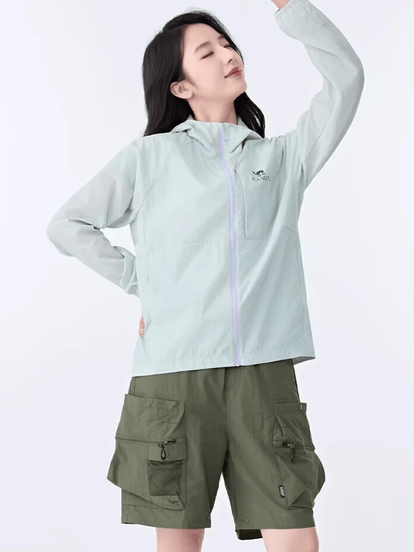 CAMEL CROWN 中性標準長度梭織防曬外套:涼感、紗染防紫外線面料、透氣,適用男士與女士 - 青新綠 - 查看 1