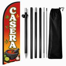 商業用 CASERA 羽毛旗，7.2英尺戶外耐撕裂聚酯纖維廣告拱形旗幟（含旗桿與地樁），適用於商店、派對與店面裝飾 - CASERA - 查看 7