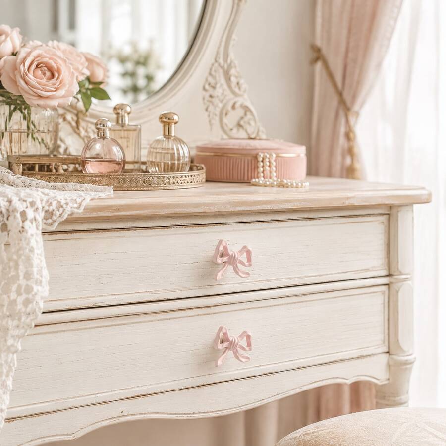 Cast Iron Bow Shaped Furniture Knobs Retro Pink Drawer Handles Old Cabinet Replacement Fittings - View 1