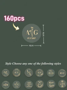 1/10/20/40/80/160/320pcs Custom Gold Foil Botanical Wedding Stickers, Personalized Gold Wedding Favour Labels, 4-6cm,Various Patterns,Clear Wedding Envelope Seals,Clear Wedding Stickers With Gold Foil,Infinity For Wedding Favors, Cups Labels Stickers - Multicolor - View 28