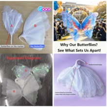 大型 3D 網格蝴蝶牆飾，50cm 人造蝴蝶，走廊、派對與戶外拍照背景裝飾，主題「引導蝴蝶」，2026 畢業舞會裝飾，婚禮配件，可愛生日裝飾，戶外花園裝飾 - Colorful white - 查看 4