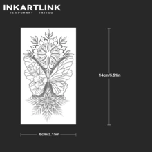 INKARTLINK 1PC Floral Time Decorative Sticker Temporary Waterproof Body Art Tattoo Sticker Long-Lasting 1-2 Weeks Plant Tattoo Juice Tattoo Suitable For Men And Women Essential For People Party Decoration - Black - View 4
