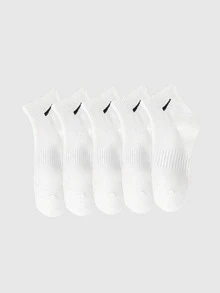 5双或10双纯色和简约条纹休闲短袜，适合日常穿着 - 彩色 - 查看 7