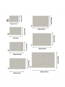 1件北歐現代極簡設計幾何圓線圖案－柔軟仿羊絨地毯，適用於浴室、廚房、玄關、走廊、床邊、客廳、臥室，四季通用可機洗大尺寸地板墊，美學家居裝飾 - 彩色 - 查看 3