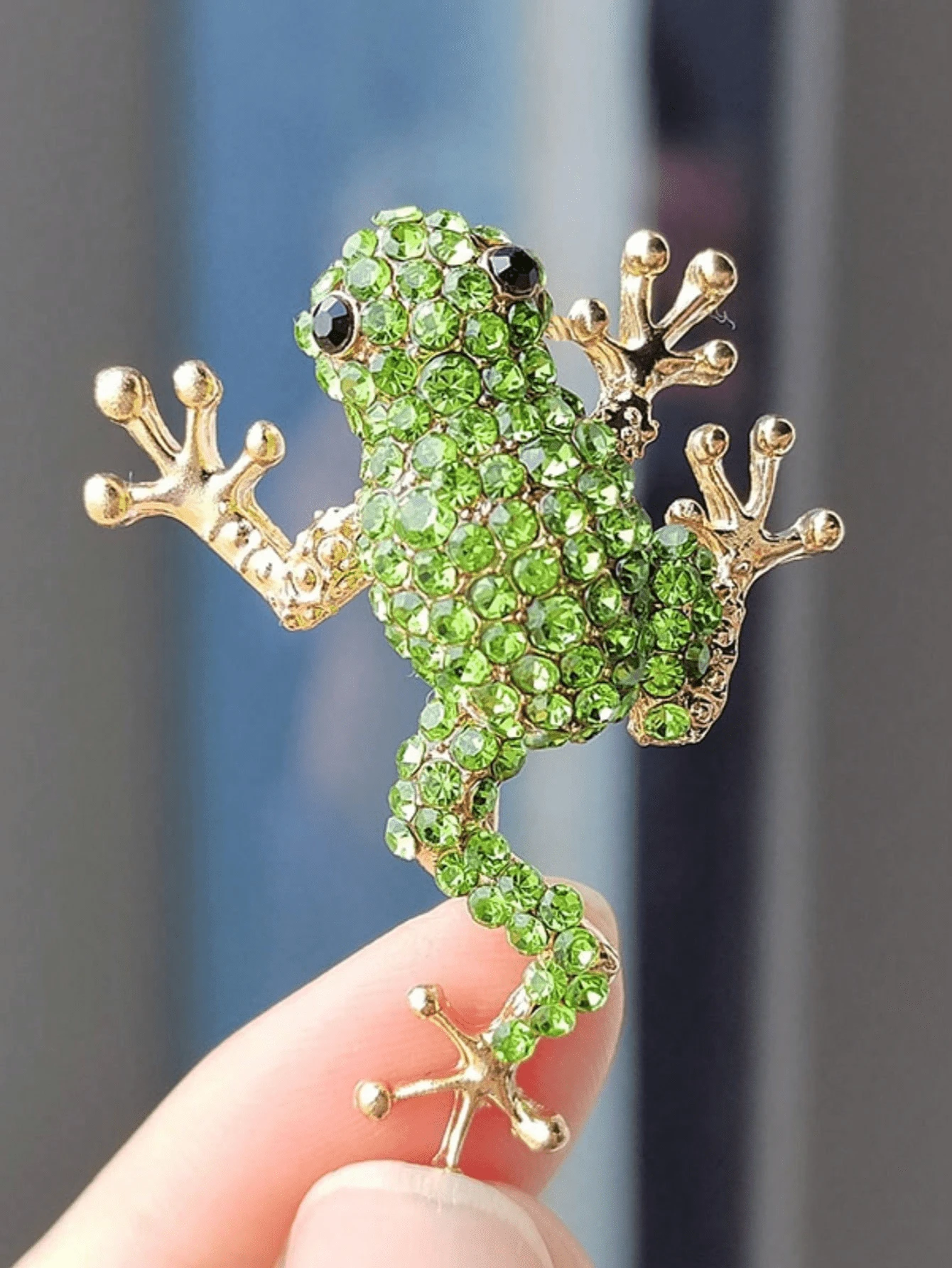 1 pieza Broche de rana con strass personalizado y creativo, adecuado para fiestas, uso en vacaciones, también adecuado como regalo para amigos - Verde - Ver 1