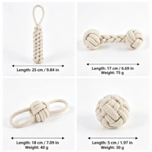 1pc Light Beige Plaid Rope Dog Chew Toy, Durable Teeth Chewing Toy, Suitable For Aggressive Chewers, Interactive Tug Toy For Small And Medium Dogs - Multicolor - View 2