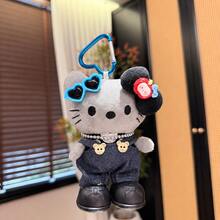 1pc Sanrio Hello Kitty Plush Bag Charm, Cute Fashion Glasses Doll Pendant With Corduroy Overalls, Adorable Cartoon Handbag Backpack Wallet Decoration, Soft Filled Collectible, Birthday Gift For Women And Girls, Multiple Colors - Multicolor - View 10