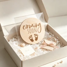 We're Expecting! 圓形木製公告牌，黑色 3D 字母裝飾，懷孕拍照道具，準媽媽禮物，嬰兒洗禮禮物，懷孕公告，嬰兒洗禮裝飾，性別揭曉派對裝飾 - 黑色 - 查看 7