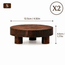 Rustic Round Wooden Display Stand, Natural Wood Pedestal Riser For Home Decor, Candle, Plant, Dessert & Coffee Table Styling - A - View 11