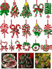 32pcs/Set Dekorasi Permen Lolipop Natal, Ornamen Pohon Natal Permen, Dekorasi Gantung Permen Tongkat Mini Warna-warni, Liontin Mint dari Tanah Liat Polimer, Cocok untuk Dekorasi Rumah Pesta Pohon Natal - Hiasan Permen Berwarna-warni - View 2